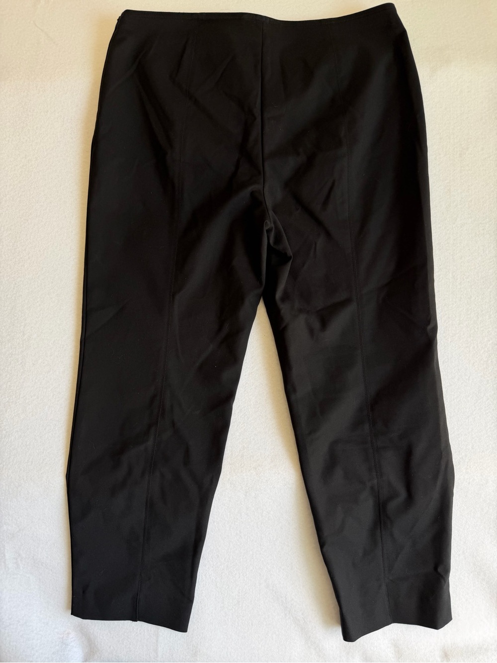 St. John Black Straight Leg Ankle Pants Size 12 Luxury Stretch Career - Picture 3 of 10